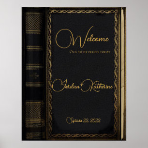 Black Vintage Storybook Welcome Bröllop Poster