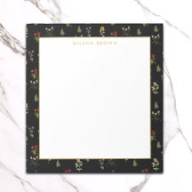 Black Vintage Wildblomma & Guld Namn