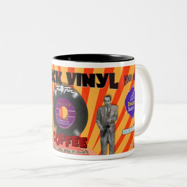 BLACK VINYL BRAND COFFEE - SPOOF! Två-Tonad MUGG (Framsida höger)