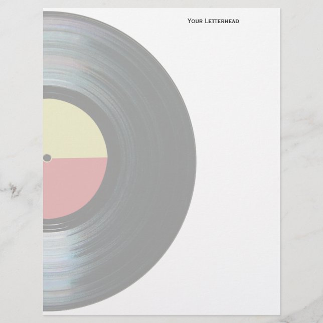Black Vinyl Music Record-etikett Letterhead (Framsida)