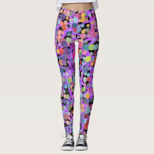 Black Violet and Watercolor Yoga Byxor Leggings