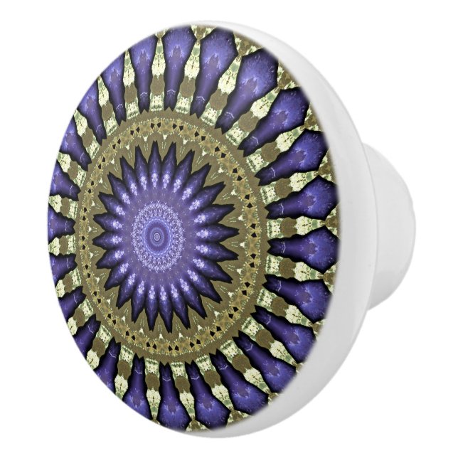 Black Violet Lila Faux Guld Mandala Mönster Knopp (Höger)