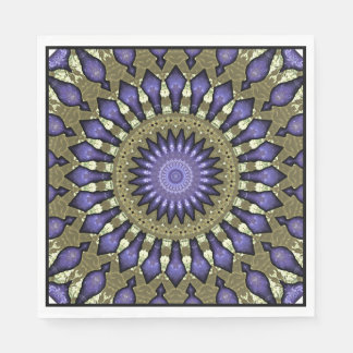 Black Violet Lila Faux Guld Mandala Mönster Pappersservett