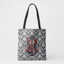 Black Violin in Art Deco GMajor \Shoulder Tote Tygkasse