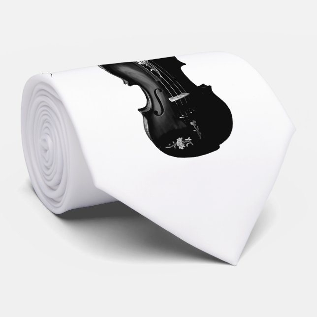 BLACK VIOLIN TIE—CHANGEABLE BACKGROUND FÄRG TIE SLIPS (Rullad)