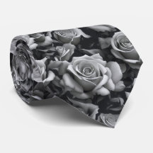 Black & Vit ros Neck Tie