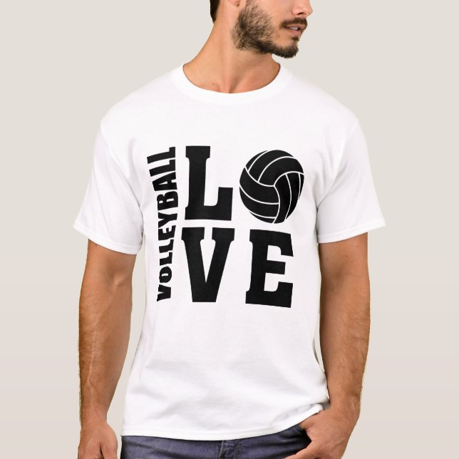 Black Volleyball Kärlek, Volleyball Tee Shirt (Framsida)