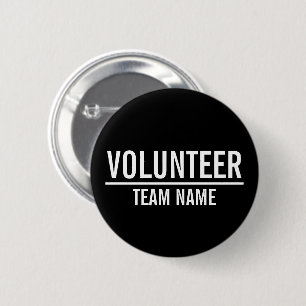 Black Volunteer Badge med Anpassningsbar Team Namn Knapp