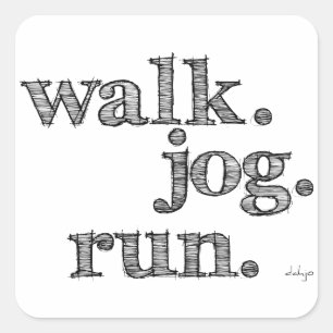 BLACK WALK JOG SPRINGA (typsnitt SHADED) Fyrkantigt Klistermärke