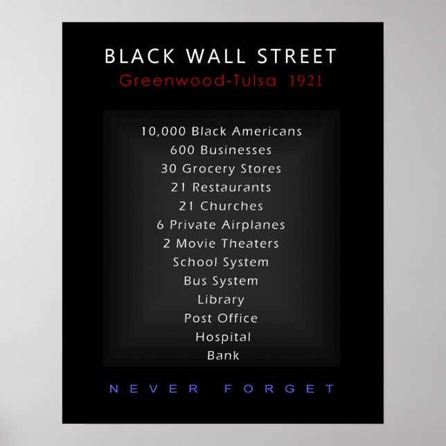 Black Wall street - glöm aldrig Poster (Framsidan)