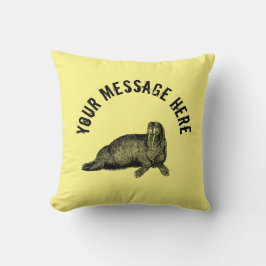 Black Walrus Simple Illustration Kudde