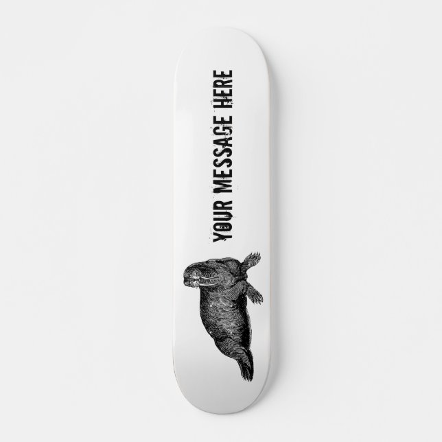 Black Walrus Simple Illustration Mini Skateboard Bräda 18,5 Cm (Framsida)