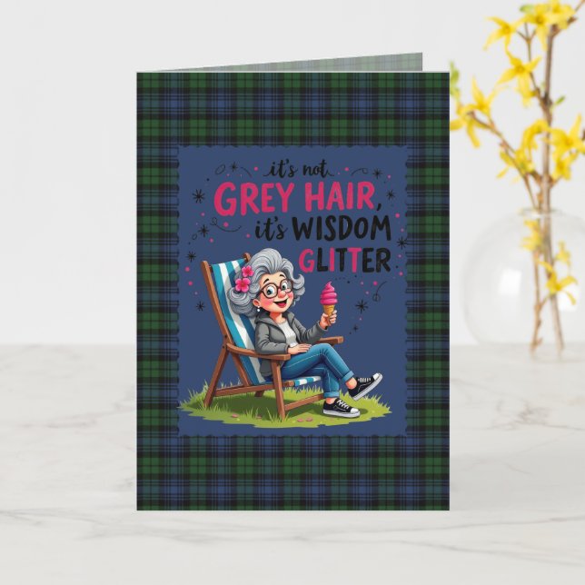 Black Watch Ancient skotsk Tartan Humoristisk  Kort (Gul blomma)