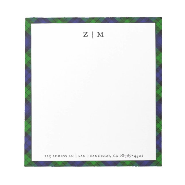 Black Watch Cambpell Klan Tartan Play Mönster Anteckningsblock (Framsida)