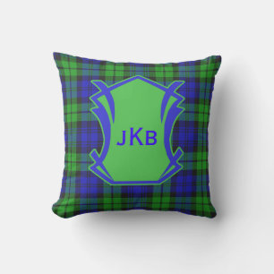 Black Watch Classic Tartan Monogrammed Pillow Kudde