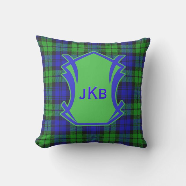 Black Watch Classic Tartan Monogrammed Pillow Kudde (Framsida)