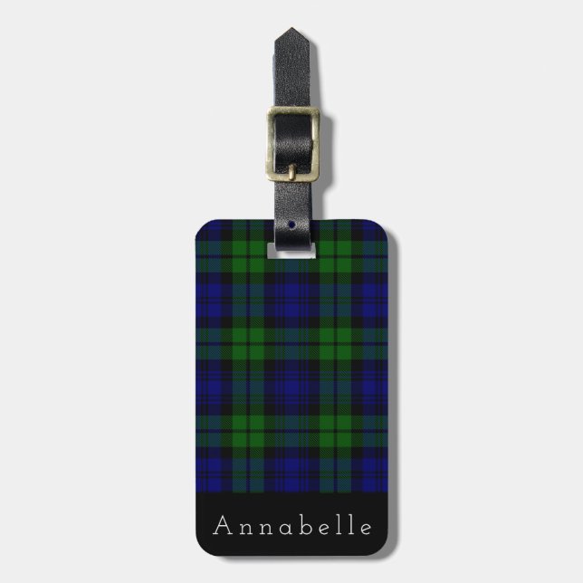 Black Watch Play Tartan Personalize Bagagebricka (Vertikal Framsida)