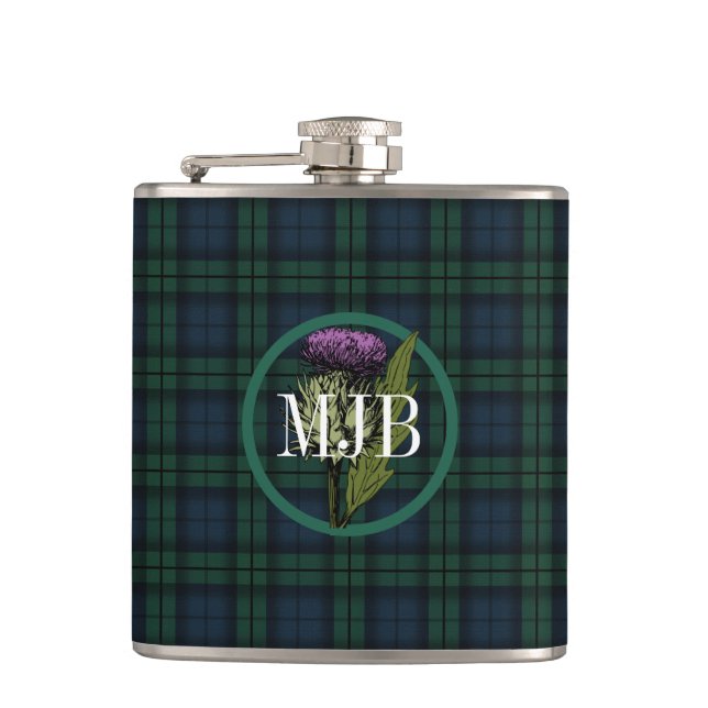 Black Watch Play Tartan Scottish Thistle Monogram Fickplunta (Framsidan)