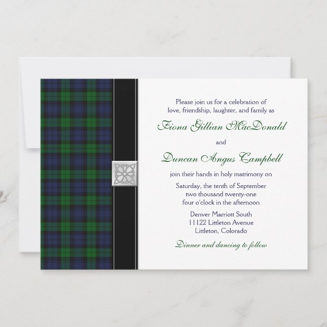 Black Watch Scottish Tartan Wedding Investigation Inbjudningar (Framsida)