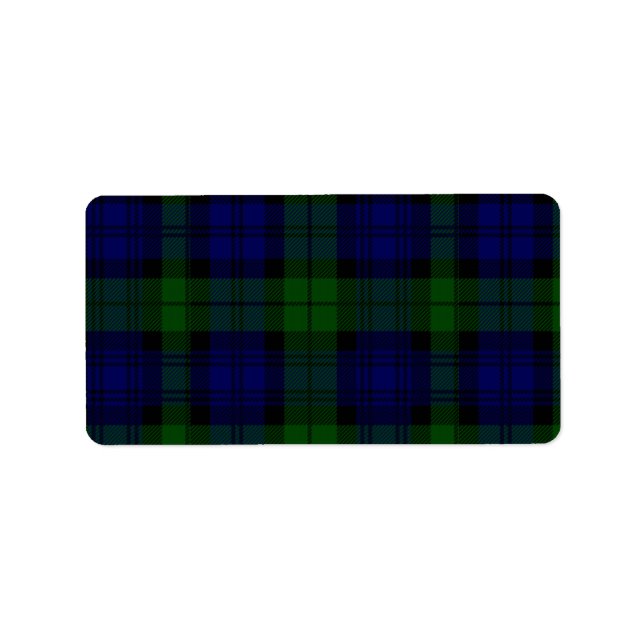 Black Watch Tartan Blue Grönt Play Adressetikett (Framsidan)
