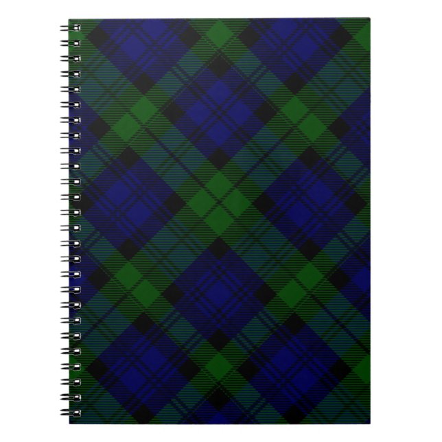 Black Watch Tartan Blue Grönt Play Anteckningsbok Med Spiral (Framsidan)