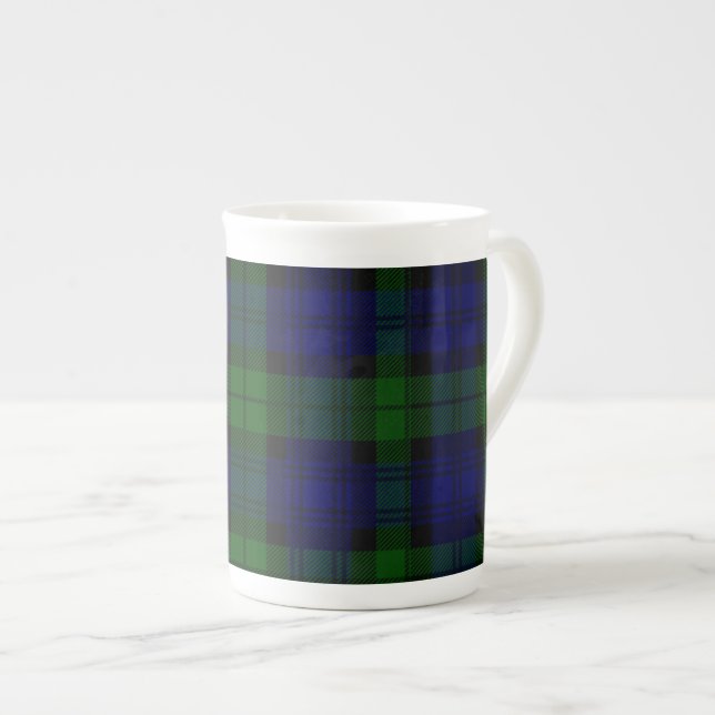 Black Watch Tartan Blue Grönt Play Benporslin Mugg (Framsida höger)