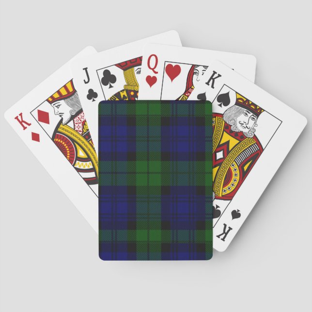 Black Watch Tartan Blue Grönt Play Casinokort (Baksidan)