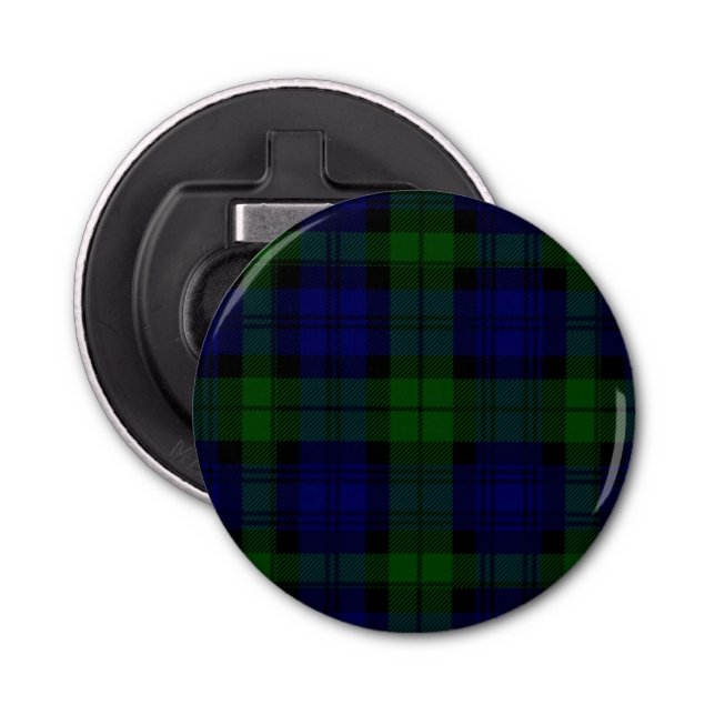 Black Watch Tartan Blue Grönt Play Flasköppnare (Framsidan)