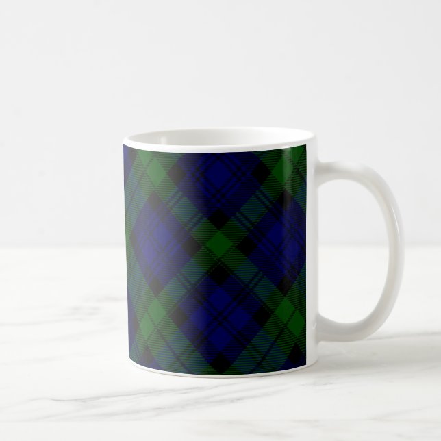 Black Watch Tartan Blue Grönt Play Kaffemugg (Höger)
