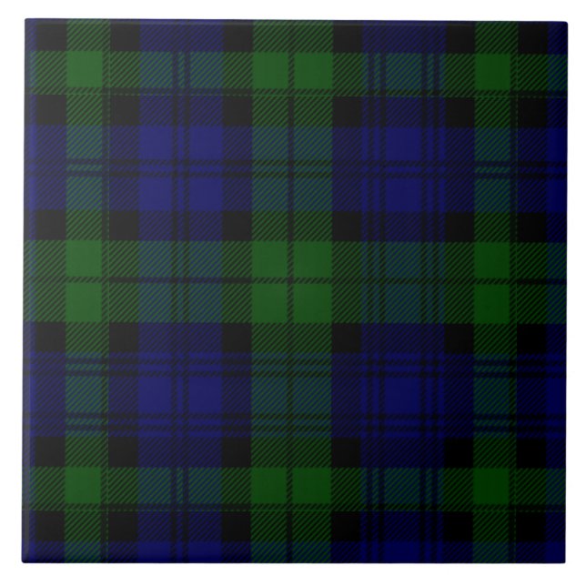 Black Watch Tartan Blue Grönt Play Kakelplatta (Framsidan)
