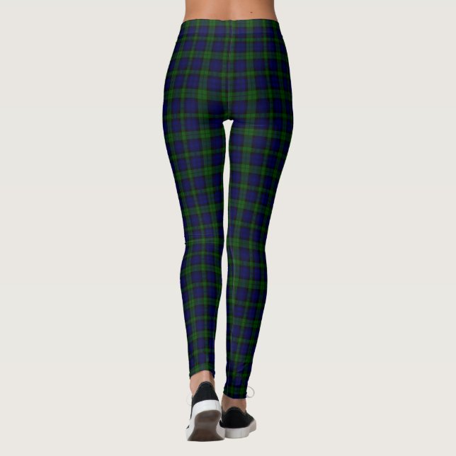 Black Watch Tartan Blue Grönt Play Leggings (Baksida)