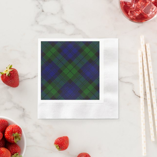 Black Watch Tartan Blue Grönt Play Pappersservett (Insitu)