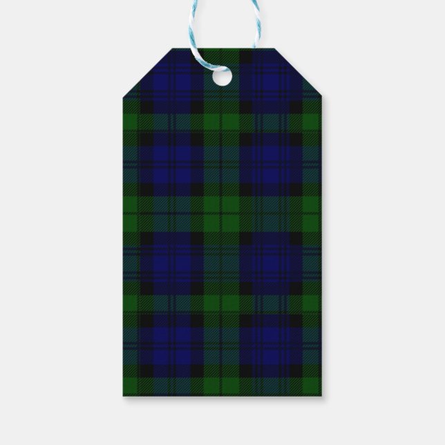 Black Watch Tartan Blue Grönt Play Presentetikett (Baksidan)