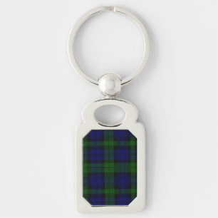 Black Watch Tartan Blue Grönt Play Rektangulärt Silverfärgad Nyckelring