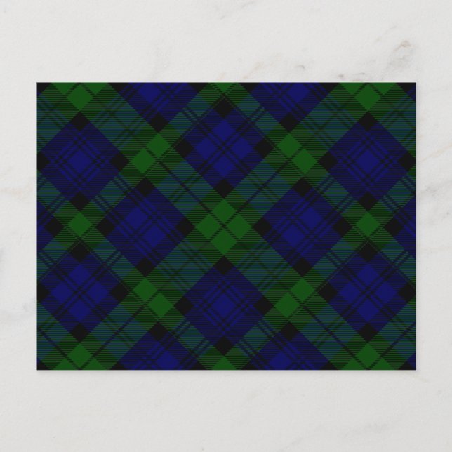 Black Watch Tartan Blue Grönt Play Vykort (Framsida)