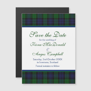Black Watch Tartan Bröllop spara datum Magnet
