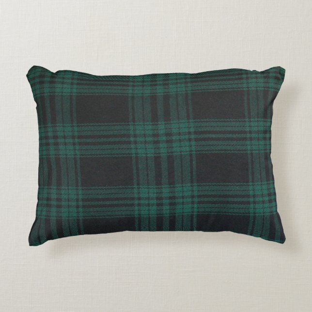 Black watch tartan Brushed Polyester Prydnadskudde (Framsidan)