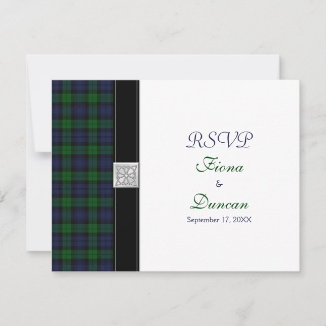 Black Watch Tartan Celtic Responcard OSA Kort (Framsida)