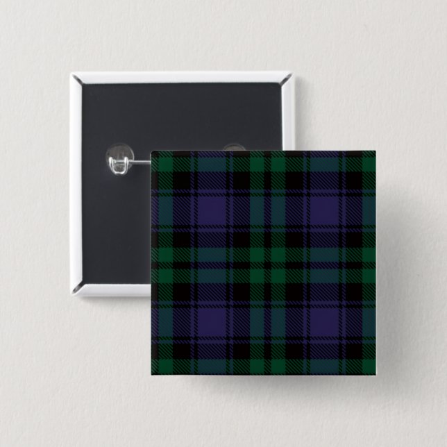 Black Watch Tartan, Plaid Knapp (Framsida & baksida)