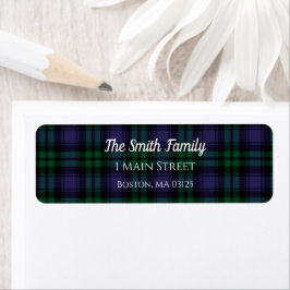 Black Watch Tartan, Plaid Returadress Etikett