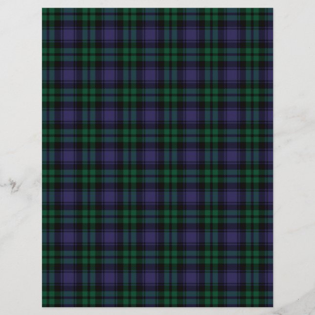 Black Watch Tartan, Plaid Scrapbook Papper (Framsida)
