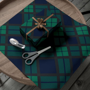 Black Watch Tartan Play Classic Blue Grönt Presentpapper