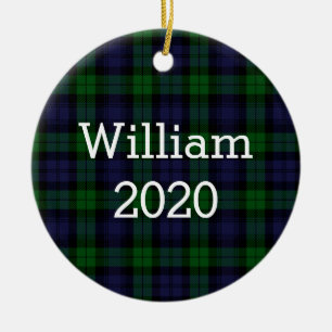 Black Watch Tartan Play Personlig Julgransprydnad Keramik