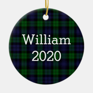 Black Watch Tartan Play Personlig Julgransprydnad Keramik