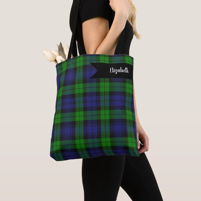Black Watch Tartan Play Scottish Mönster Tygkasse (Närbild)