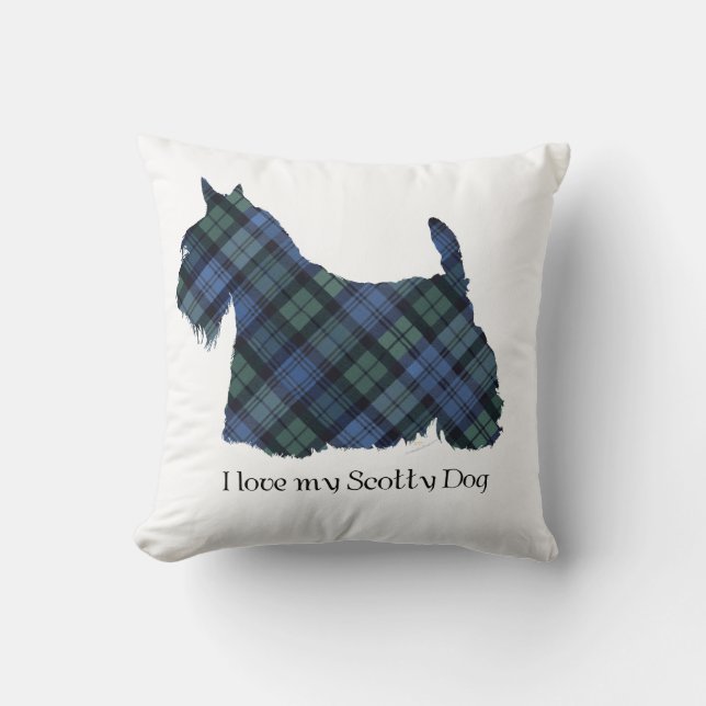 Black Watch Tartan Scottish Terrier Kudde (Framsida)