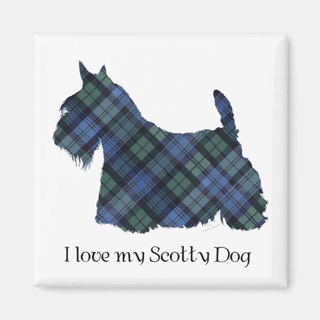 Black Watch Tartan Scottish Terrier Magnet (Framsidan)