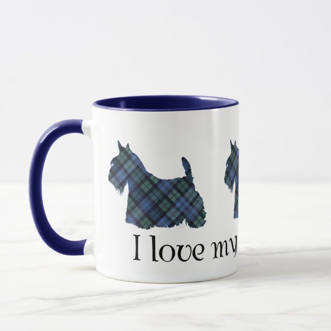 Black Watch Tartan Scottish Terrier Mugg (Vänster)
