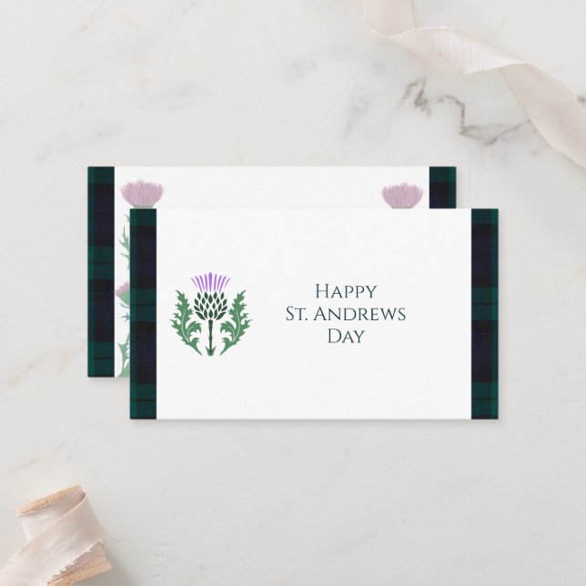 Black Watch Tartan St Andrews Day Placeringskort (Fram/Back In Situ)