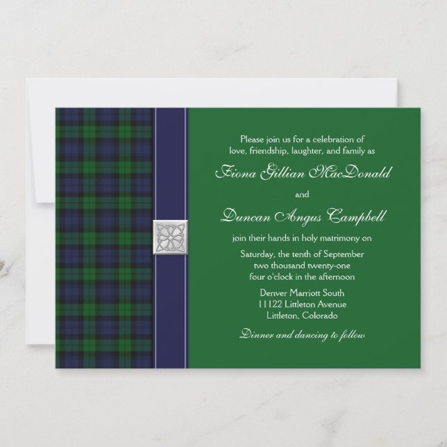 Black Watch Tartan Wedding-inbjudan Inbjudningar (Framsida)